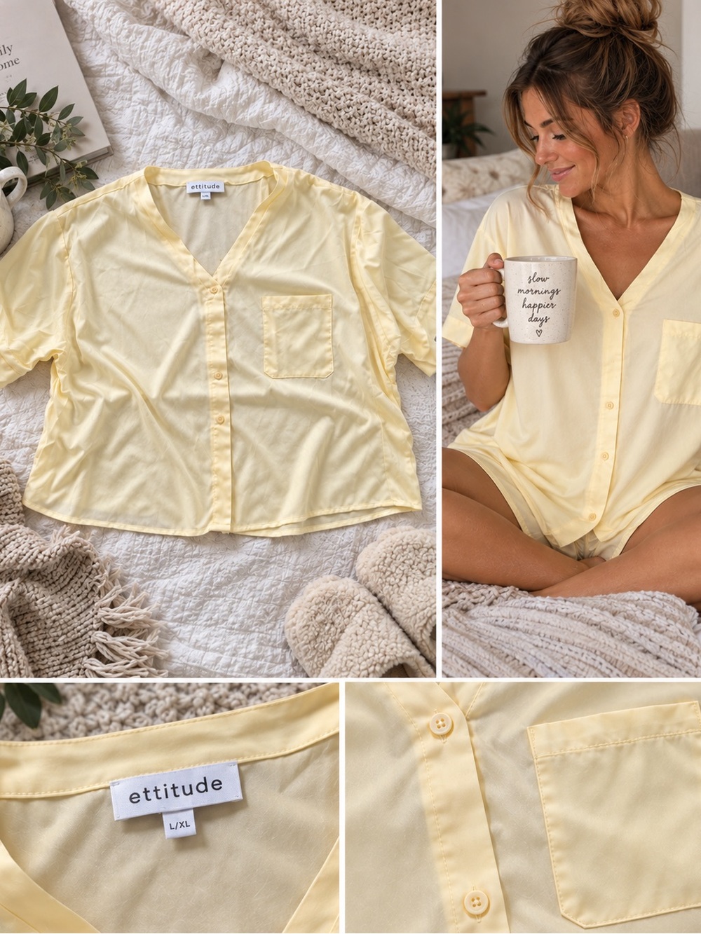 Ettitude CleanBamboo™ Short Sleeve Pajama Top – MSRP $89 L/XL